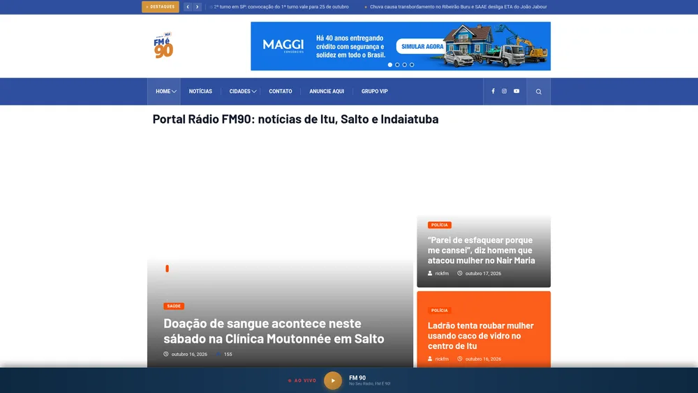 Imagem original do site FM90